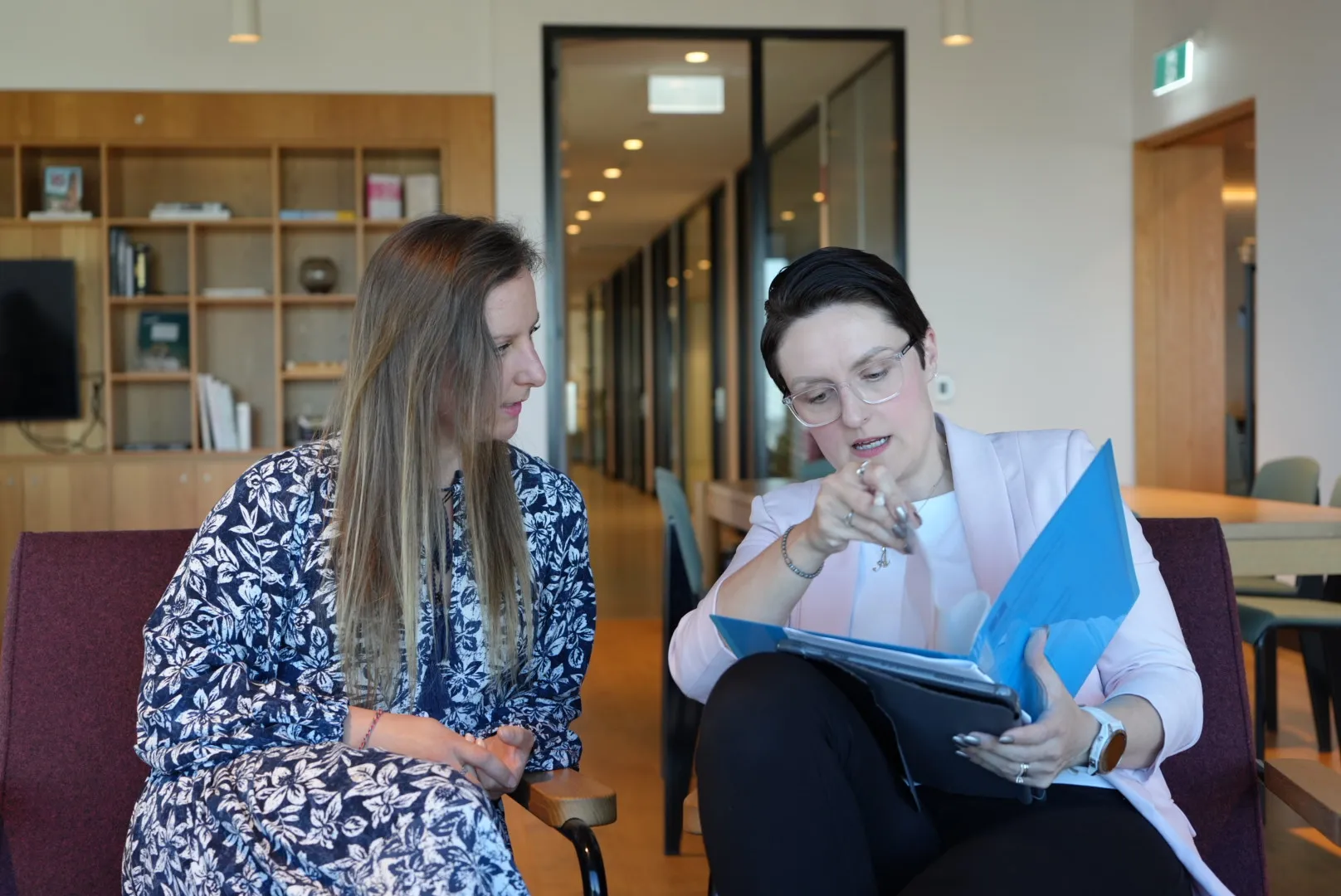 Amanda helping a client plan the next steps for their business